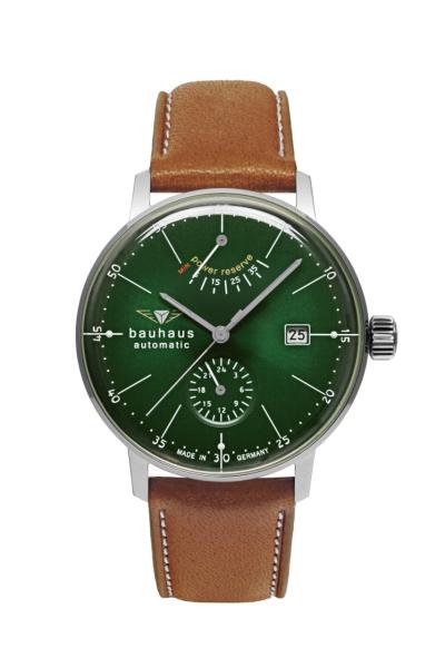 Bauhaus Herrenuhr Automatik mit Gangreserveanzeige und Lederarmband